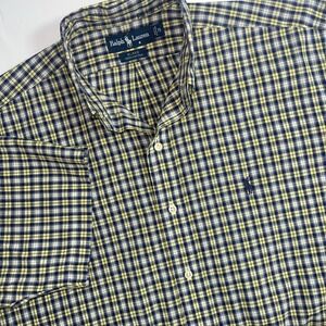 Ralph Lauren Blake Blue Yellow  Check Short Sleeve Men's Shirt Size‎ Medium